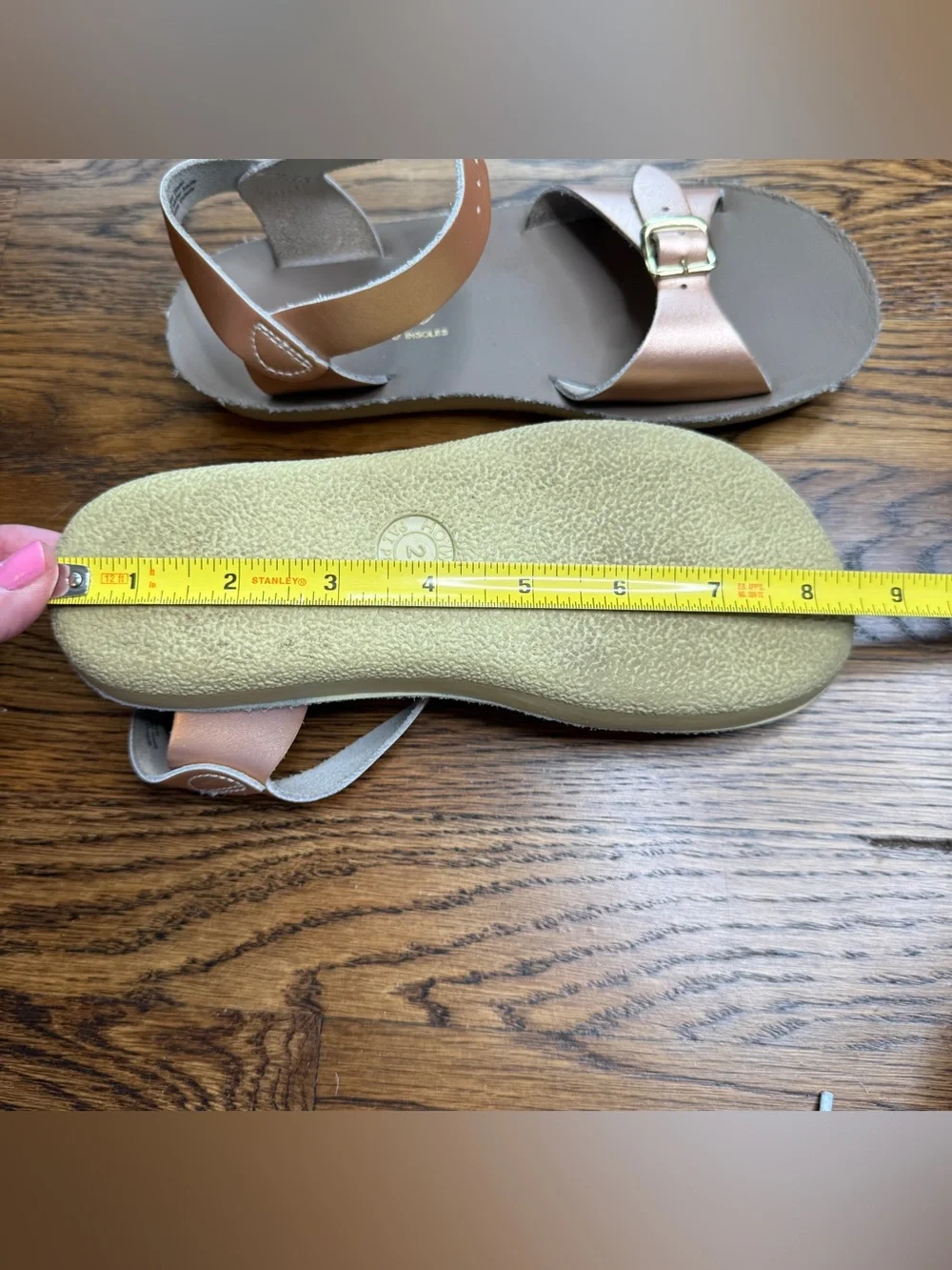 Sun San Surfer Salt Water Girls Sandals Rose Gold Copper Color Size 2